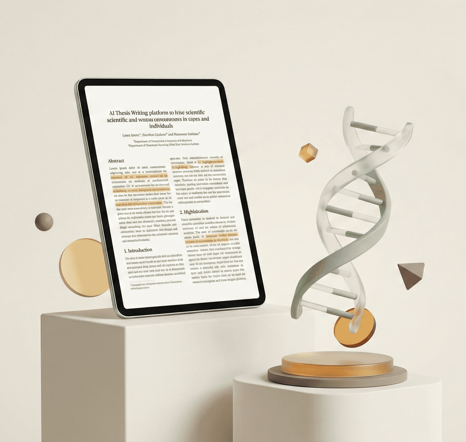 DNA helix and research paper scene